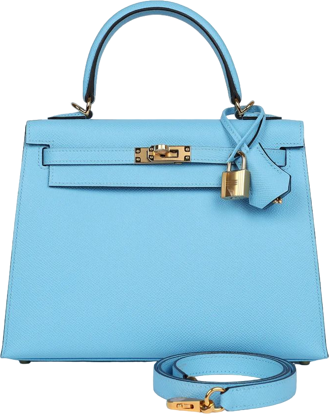 Hermes Kelly Sellier 25 Celeste Epsom Gold Hardware