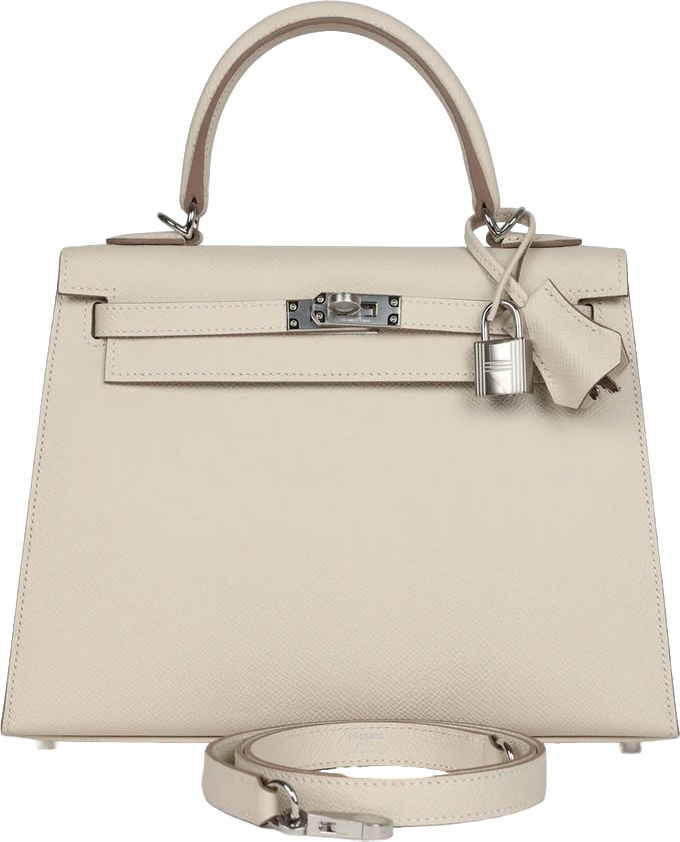 Hermes Kelly Sellier 25 Craie Epsom Palladium Hardware
