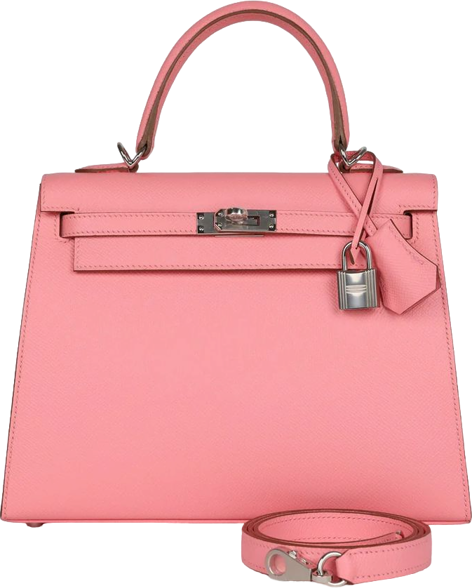 Hermes Kelly Sellier 25 Rose Confetti Epsom Palladium Hardware