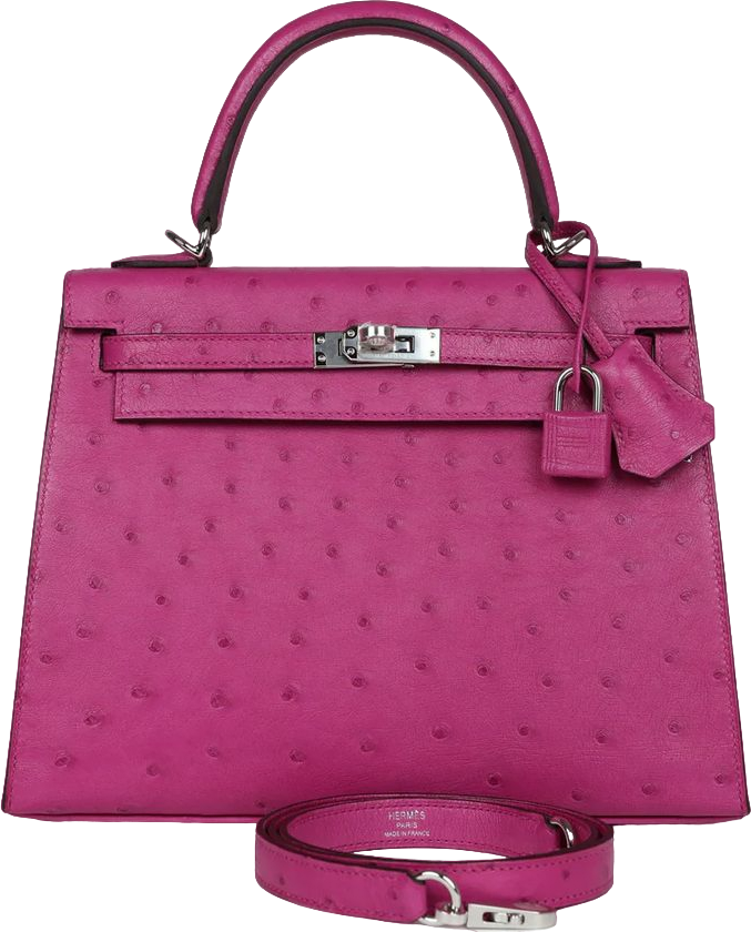 Hermes Kelly Sellier 25 Rose Pourpre Ostrich Palladium Hardware Hermes Kelly Sellier 25 Rose Pourpre Ostrich Palladium Hardware