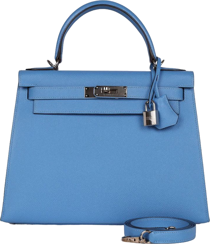 Hermes Kelly Sellier 28 Bleu Azur Epsom Palladium Hardware