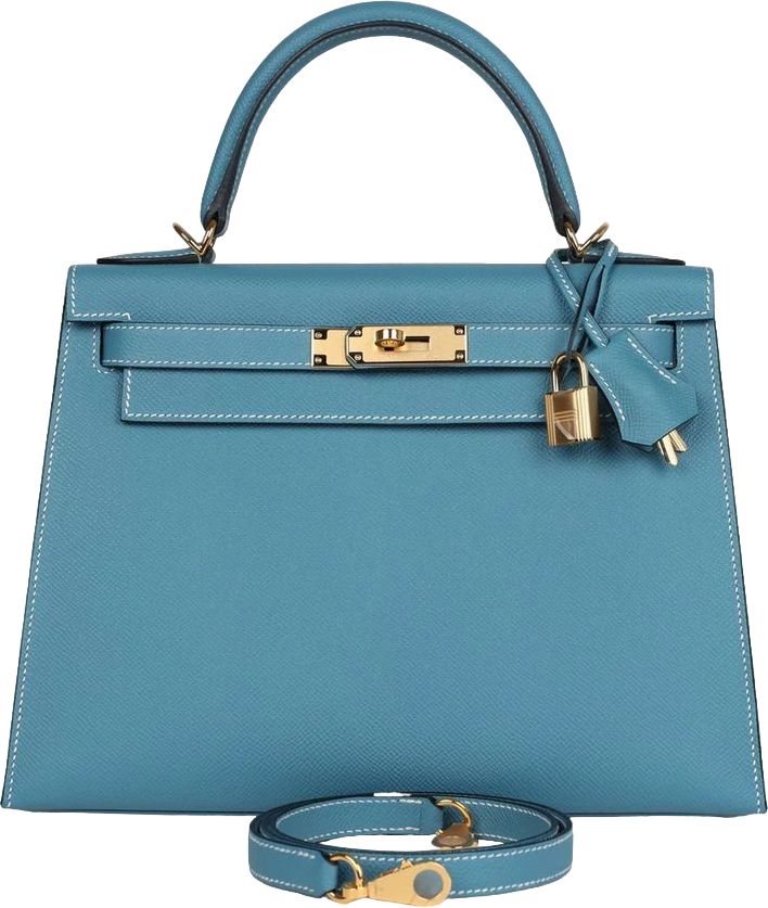 Hermes Kelly Sellier 28 Blue Jean Epsom Gold Hardware Hermes Kelly Sellier 28 Blue Jean Epsom Gold Hardware