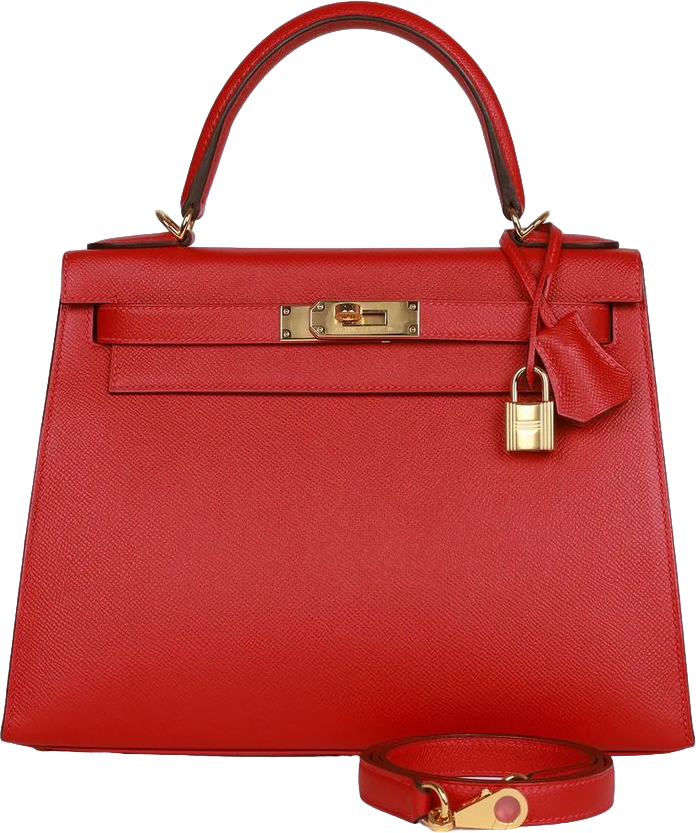 Hermes Kelly Sellier 28 Rouge Casaque Epsom Gold Hardware