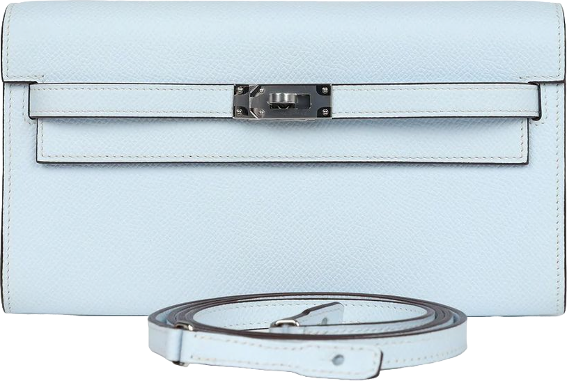 Hermes Kelly Wallet To Go Bleu Brume Palladium Hardware