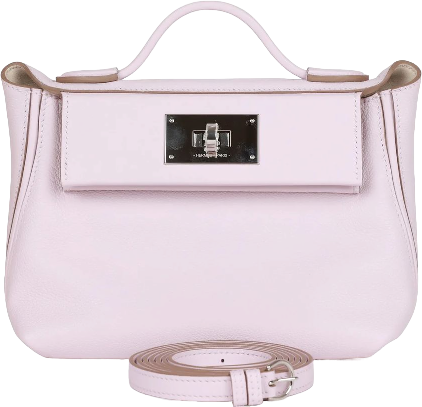 Hermes Mini 24/24 Bag Mauve Pale Verso Evercolor and Swift Palladium Hardware