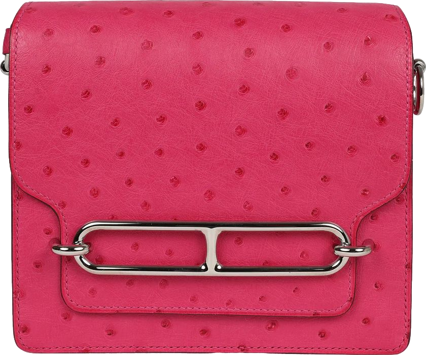 Hermes Mini Roulis Rose Tyrien Ostrich Palladium Hardware Hermes Mini Roulis Rose Tyrien Ostrich Palladium Hardware