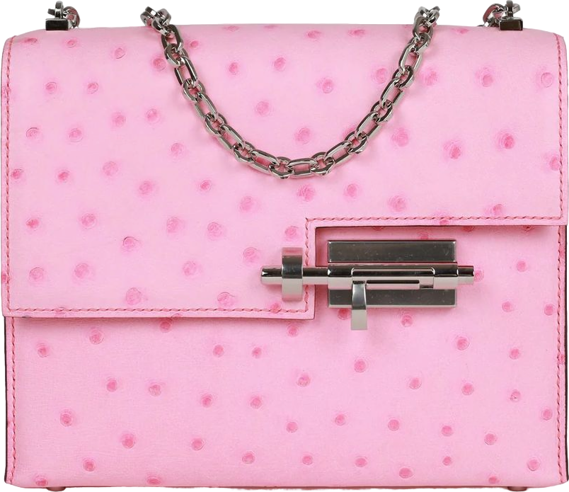 Hermes Mini Verrou Chaine Bag Bubblegum Ostrich Palladium Hardware