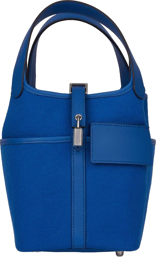 Hermes Picotin Cargo 18 Bleu France Swift and Toile Canvas Palladium Hardware