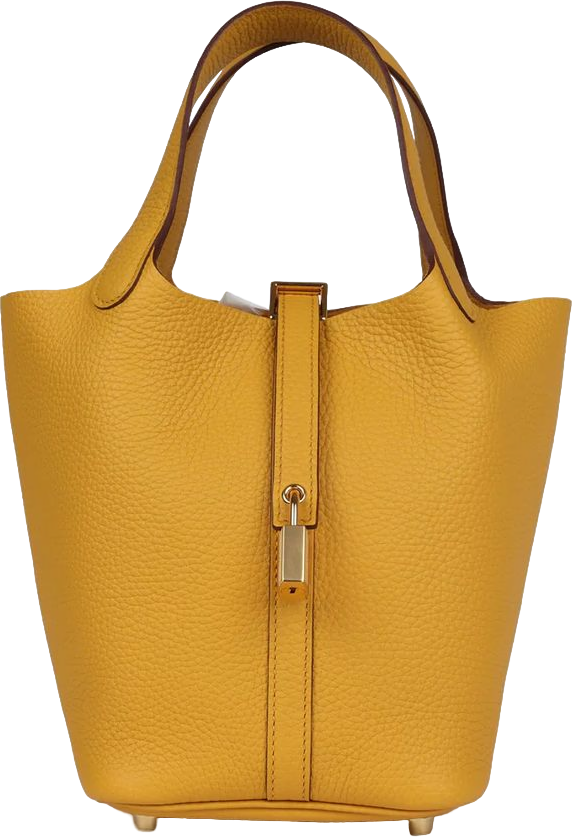 Hermes Picotin Lock 18 Jaune Ambre Clemence Gold Hardware Hermes Picotin Lock 18 Jaune Ambre Clemence Gold Hardware