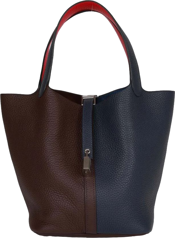 Hermes Picotin Lock 22 Casaque Bleu Nuit, Framboise and Rouge Sellier Clemence Palladium Hardware