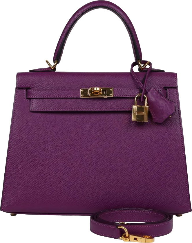 Hermes Sellier Kelly 25 Anemone Epsom Gold Hardware