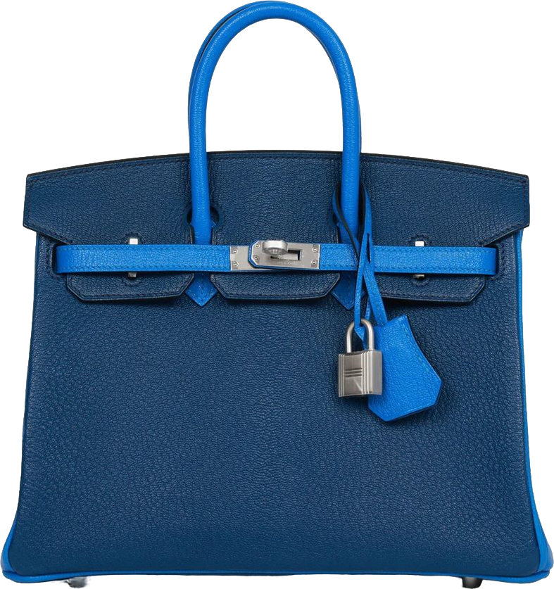 Hermes Special Order (HSS) Birkin 25 Bleu Hydra and Bleu Saphir Chèvre Brushed Palladium Hardware