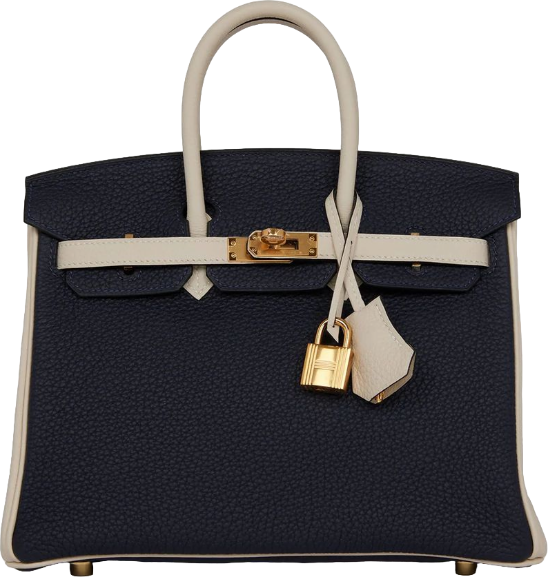 Hermes Special Order (HSS) Birkin 25 Bleu Nuit and Craie Togo Gold Hardware