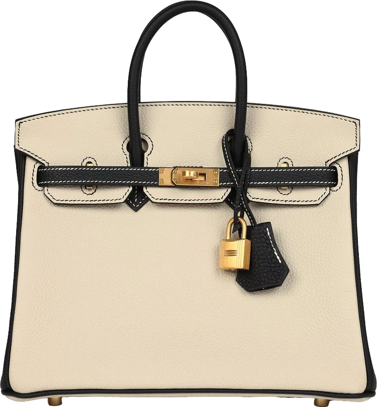 Hermes Special Order (HSS) Birkin 25 Craie and Black Togo Brushed Gold Hardware Hermes Special Order (HSS) Birkin 25 Craie and Black Togo Brushed Gold Hardware