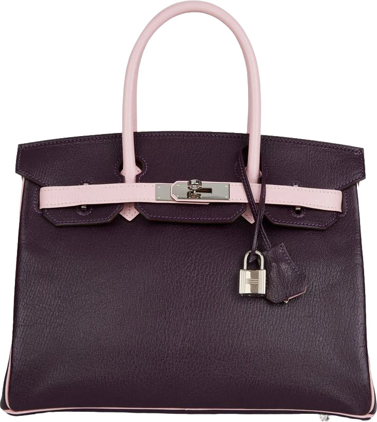Hermes Special Order (HSS) Birkin 30 Raisin and Rose Sakura Chevre Palladium Hardware Hermes Special Order (HSS) Birkin 30 Raisin and Rose Sakura Chevre Palladium Hardware