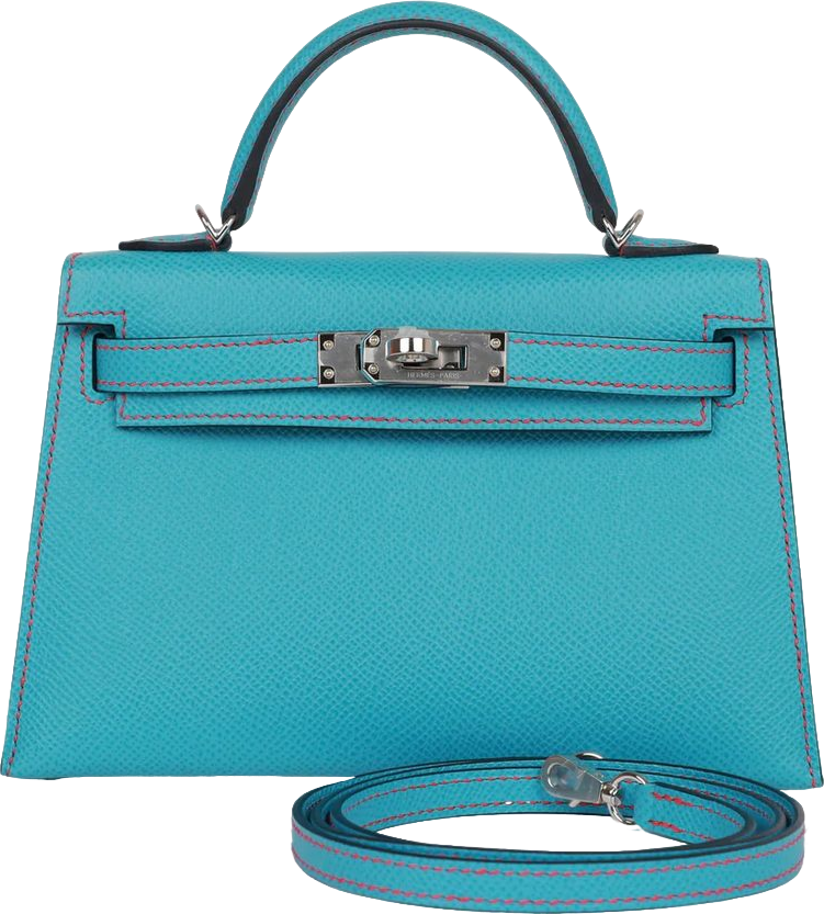 Hermes Special Order (HSS) Kelly Sellier 20 Bleu du Nord and Bougainvillea Epsom Palladium Hardware