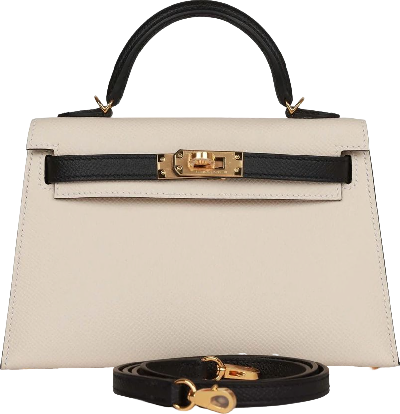Hermes Special Order (HSS) Kelly Sellier 20 Craie and Black Epsom Gold Hardware