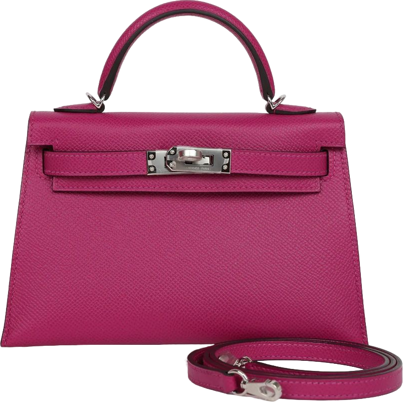 Hermes Special Order (HSS) Kelly Sellier 20 Rose Pourpre Verso Epsom Palladium Hardware Hermes Special Order (HSS) Kelly Sellier 20 Rose Pourpre Verso Epsom Palladium Hardware