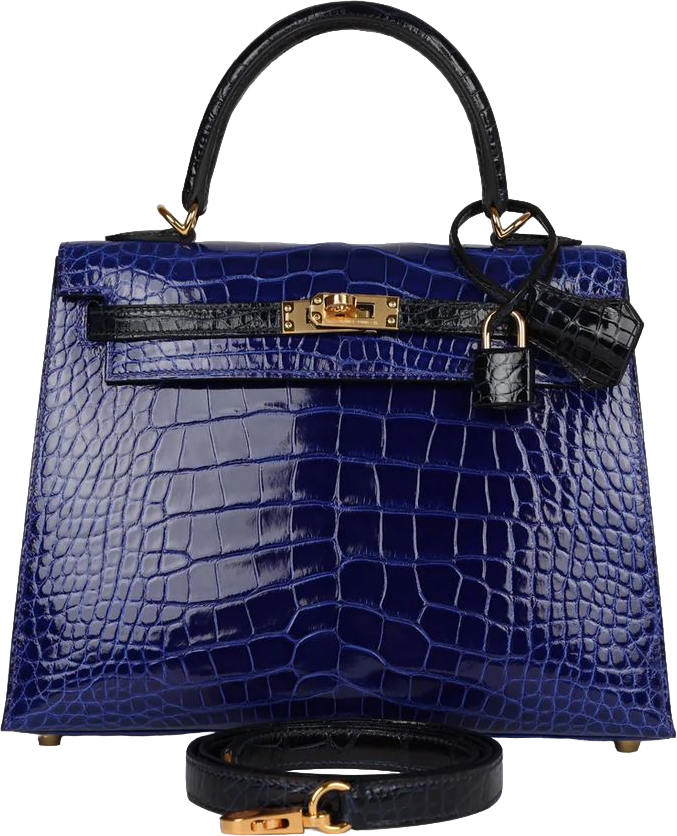 Hermes Special Order (HSS) Kelly Sellier 25 Bleu Electric and Bleu Marine Shiny Alligator Gold Hardware Hermes Special Order (HSS) Kelly Sellier 25 Bleu Electric and Bleu Marine Shiny Alligator Gold Hardware