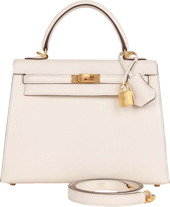Hermes Special Order (HSS) Kelly Sellier 25 Nata Verso Chevre Brushed Gold Hardware Hermes Special Order (HSS) Kelly Sellier 25 Nata Verso Chevre Brushed Gold Hardware