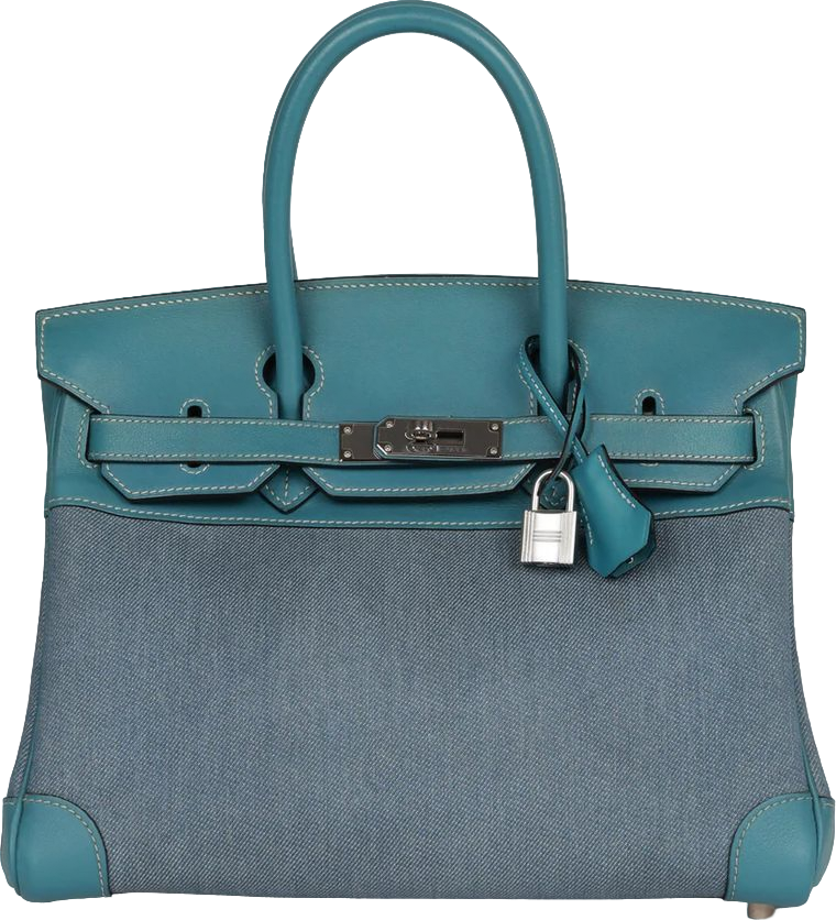 Vintage Hermes Birkin 30 Denim and Blue Jean Gulliver Palladium Hardware