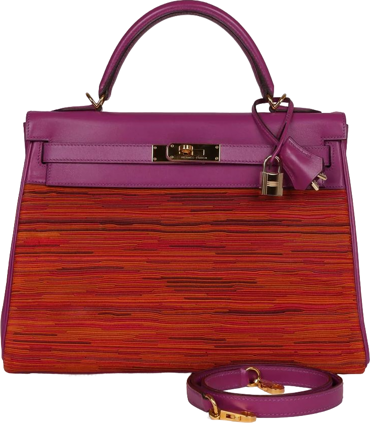 Vintage Hermes Kelly Retourne 32 Vibrato Cyclamen Box Gold Hardware