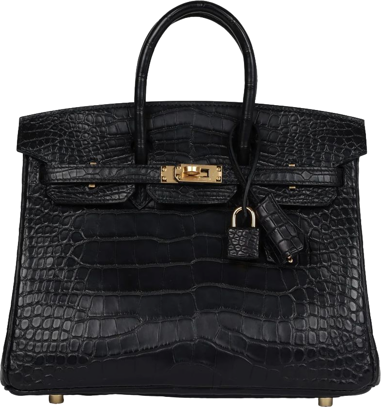 Hermes Birkin 25 Black Matte Alligator Gold Hardware Hermes Birkin 25 Black Matte Alligator Gold Hardware
