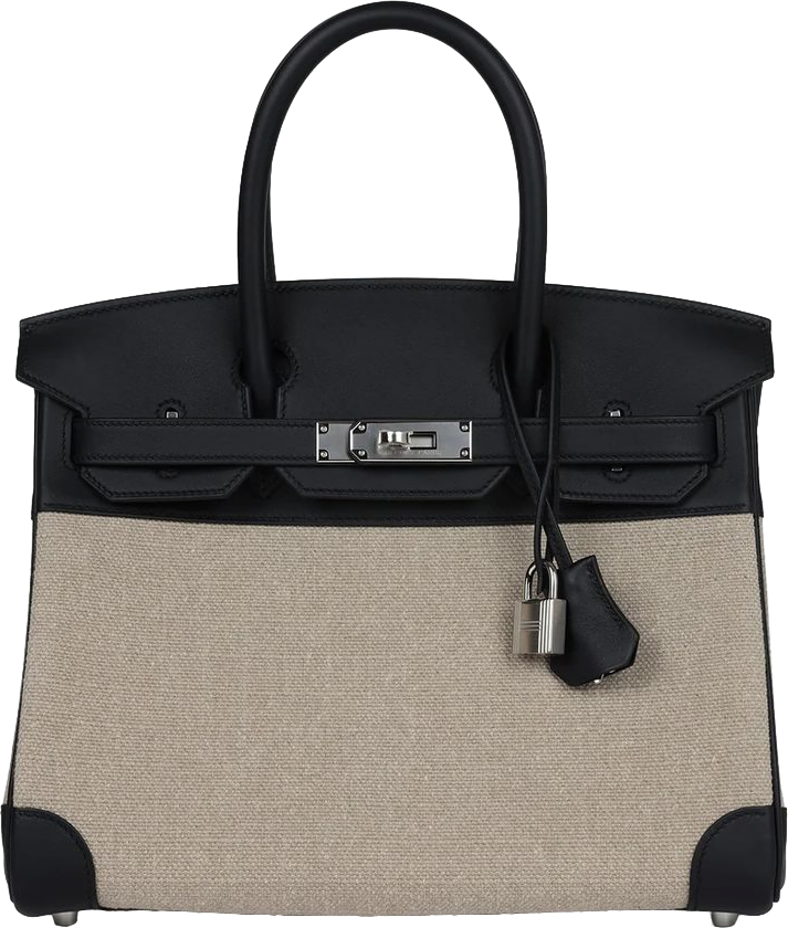 Hermes Birkin 30 Bivouac Ficelle Canvas and Black Swift Palladium Hardware