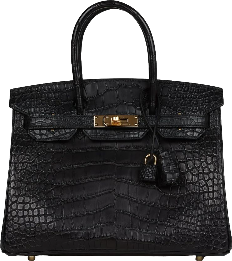 Hermes Birkin 30 Black Matte Alligator Gold Hardware