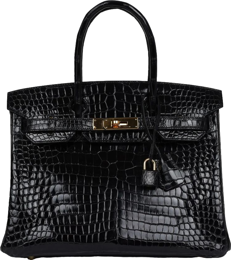 Hermes Birkin 30 Black Shiny Porosus Crocodile Gold Hardware Hermes Birkin 30 Black Shiny Porosus Crocodile Gold Hardware