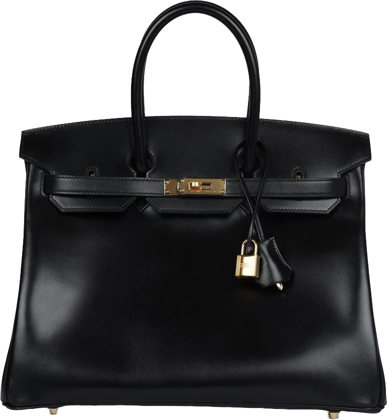 Hermes Birkin 35 Black Box Gold Hardware