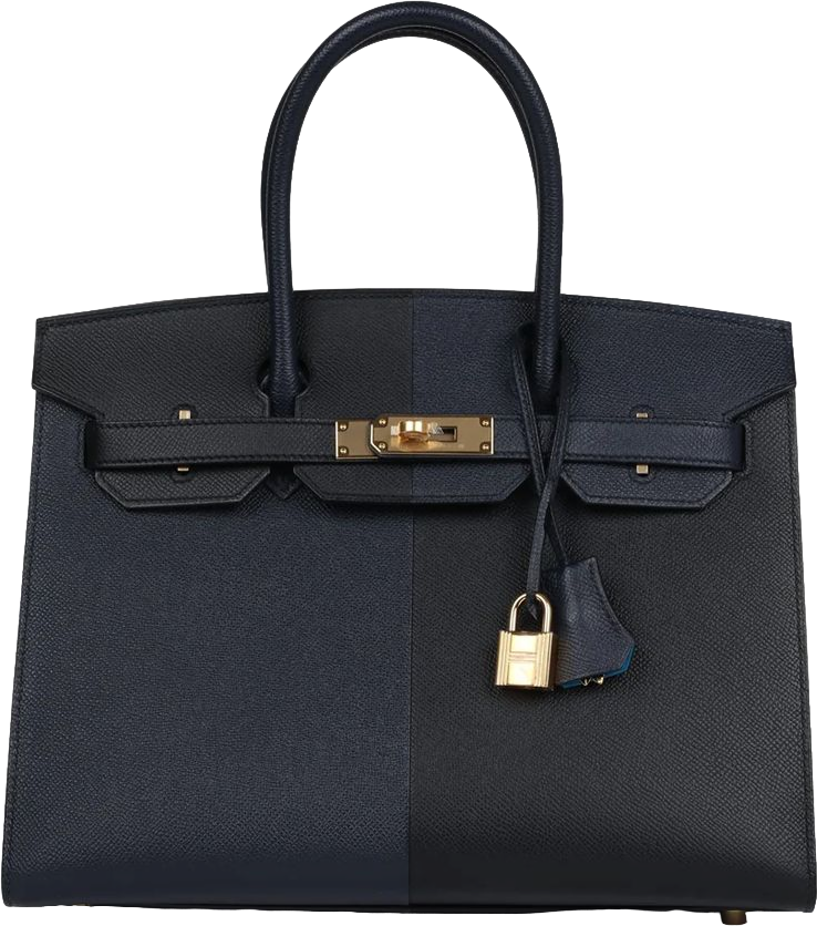 Hermes Casaque Birkin Sellier 30 Black, Bleu Indigo and Bleu Zanzibar Epsom Gold Hardware Hermes Casaque Birkin Sellier 30 Black, Bleu Indigo and Bleu Zanzibar Epsom Gold Hardware