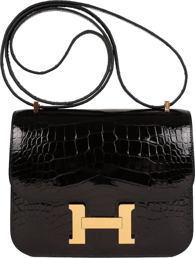 Hermes Constance 18 Black Shiny Alligator Gold Hardware