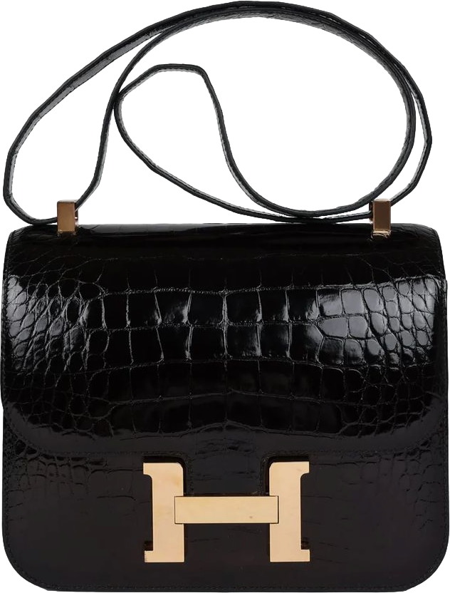 Hermes Constance 24 Black Shiny Alligator Rose Gold Hardware Hermes Constance 24 Black Shiny Alligator Rose Gold Hardware