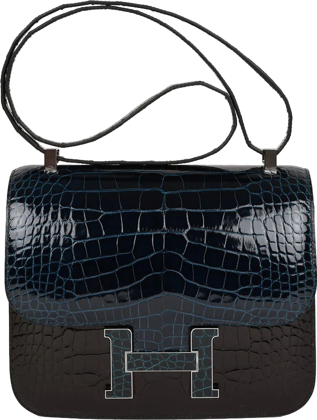 Hermes Constance 24 Tri-Color Black, Bleu Baltique and Vert Rousseau Shiny Alligator Palladium Hardware