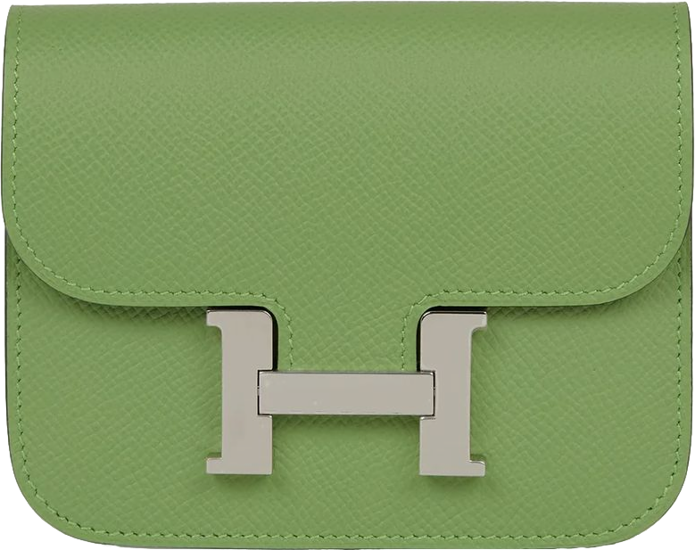 Hermes Constance Slim Wallet Vert Criquet Epsom Palladium Hardware