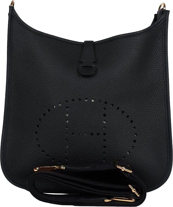 Hermes Evelyne PM Black Clemence Gold Hardware Hermes Evelyne PM Black Clemence Gold Hardware