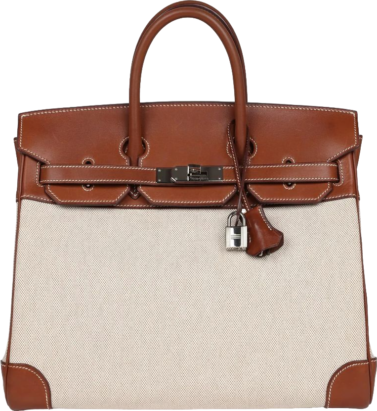 Hermes HAC Birkin 32 Toile and Fauve Barenia Palladium Hardware Hermes HAC Birkin 32 Toile and Fauve Barenia Palladium Hardware