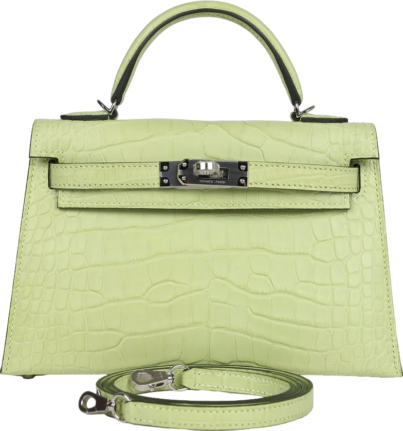 Hermes Kelly 20 Sellier Jaune Bourgeon Matte Alligator Palladium Hardware