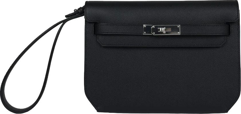 Hermes Kelly Depeches 25 Black Epsom Palladium Hardware
