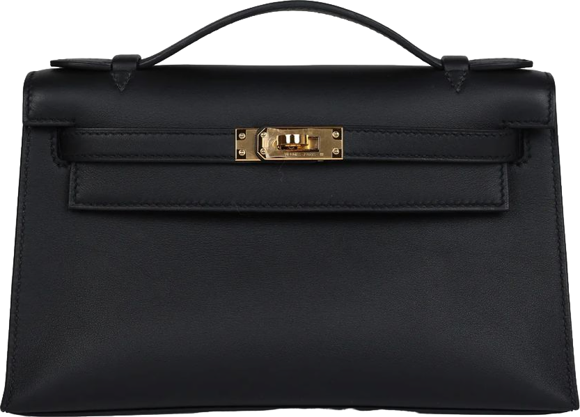 Hermes Kelly Pochette Black Swift Gold Hardware Hermes Kelly Pochette Black Swift Gold Hardware