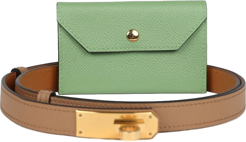 Hermes Kelly Pocket Belt 18 Vert Criquet/Chai/Bleu Frida Epsom Gold Hardware Hermes Kelly Pocket Belt 18 Vert Criquet/Chai/Bleu Frida Epsom Gold Hardware