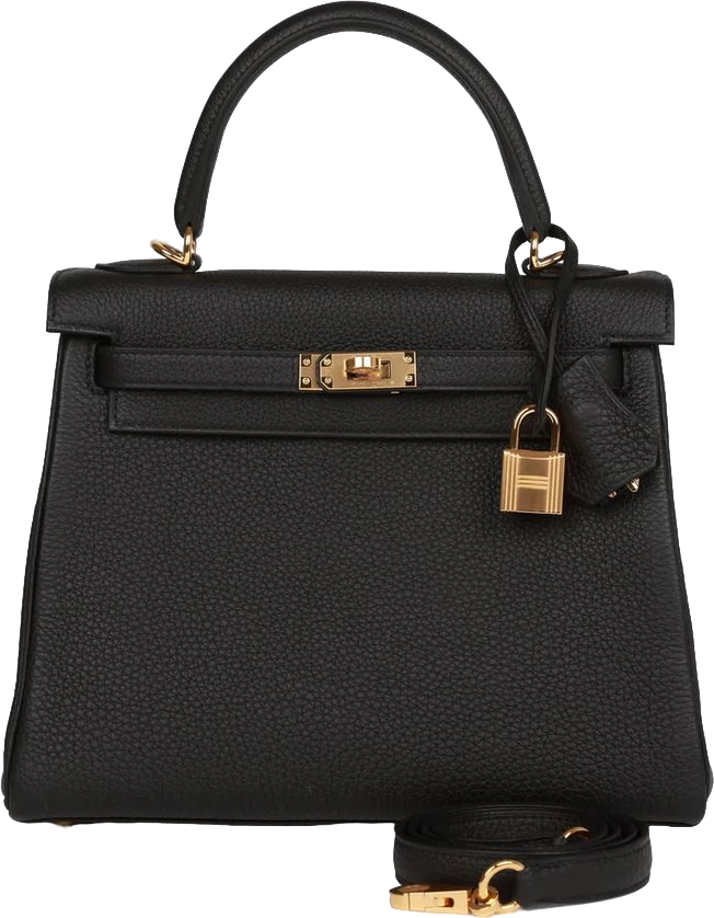 Hermes Kelly Retourne 25 Black Togo Gold Hardware Hermes Kelly Retourne 25 Black Togo Gold Hardware