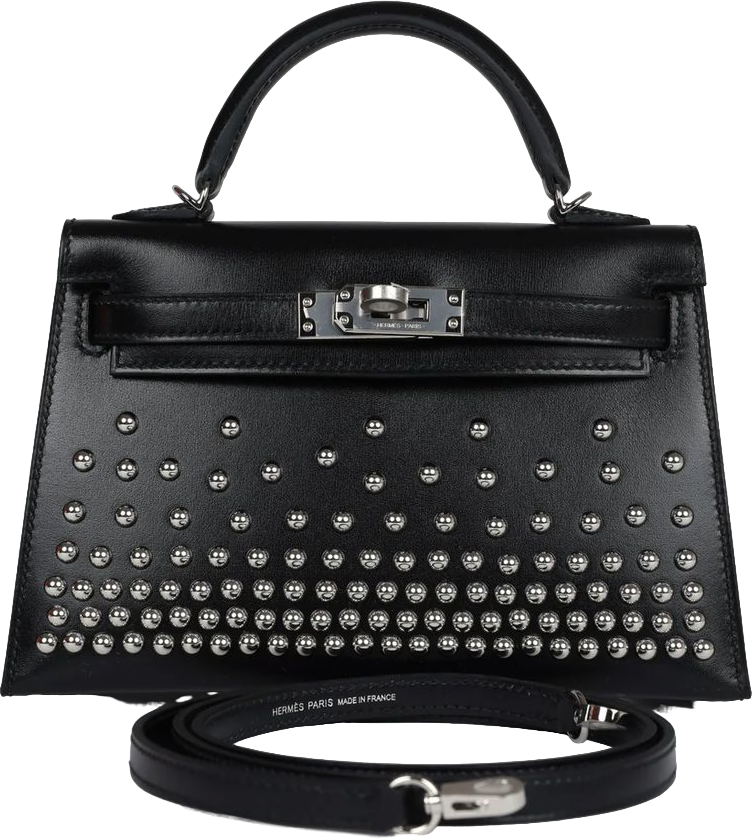 Hermes Kelly Sellier 20 Clouté Black Box Palladium Hardware