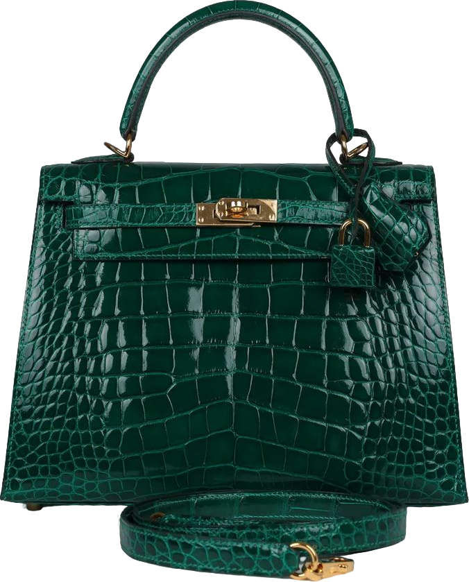 Hermes Kelly Sellier 25 Emerald Shiny Alligator Gold Hardware Hermes Kelly Sellier 25 Emerald Shiny Alligator Gold Hardware