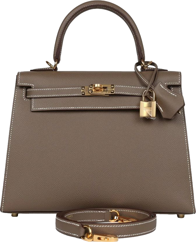 Hermes Kelly Sellier 25 Etoupe Epsom Gold Hardware