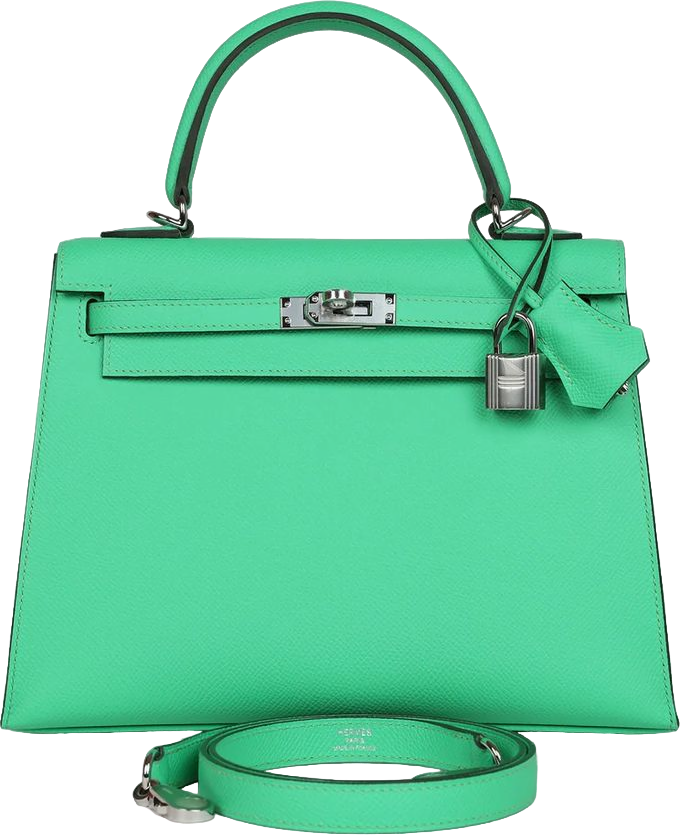 Hermes Kelly Sellier 25 Vert Comics Epsom Palladium Hardware