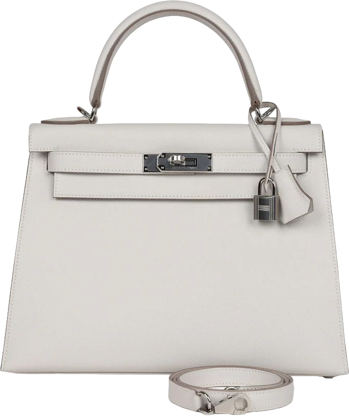 Hermes Kelly Sellier 28 Gris Pale Epsom Palladium Hardware