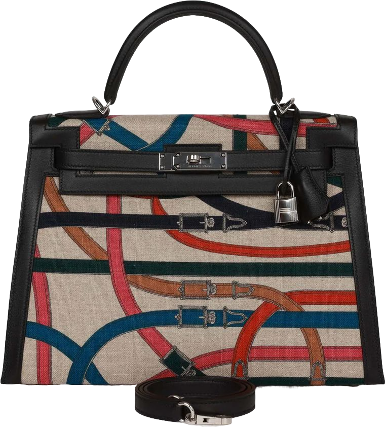 Hermes Kelly Sellier 32 Toile de Camp Cavalcadour Palladium Hardware Hermes Kelly Sellier 32 Toile de Camp Cavalcadour Palladium Hardware