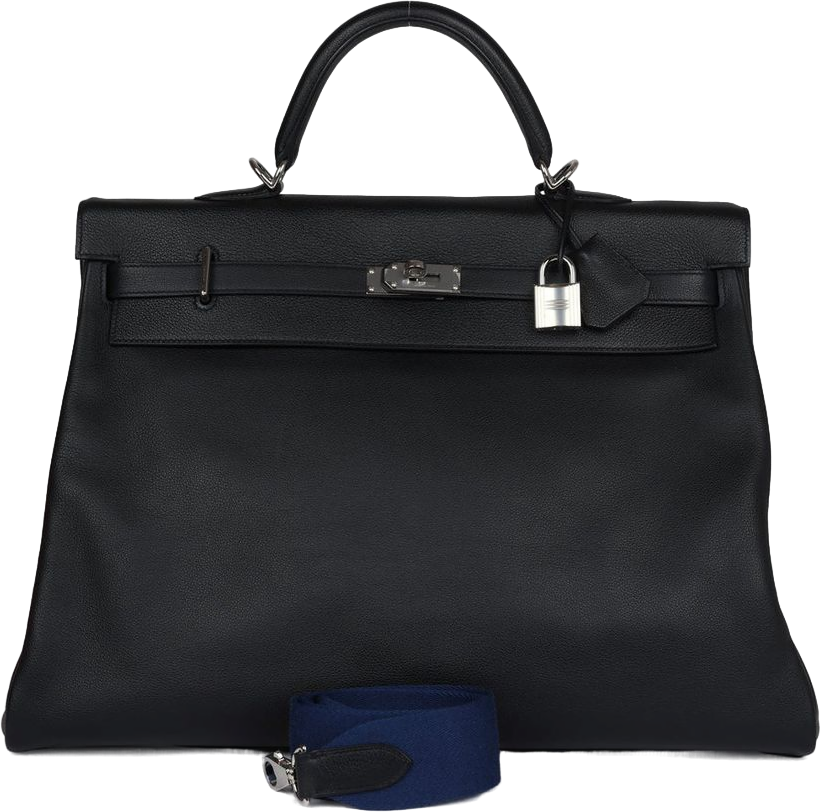 Hermes Kelly Voyage 50 Black Evercolor Palladium Hardware Hermes Kelly Voyage 50 Black Evercolor Palladium Hardware